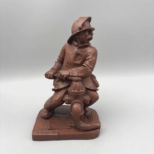 Wetherbee Fireman Fire Hydrant Red Mill Figurine HandCrafted Vtg Signed Numbered